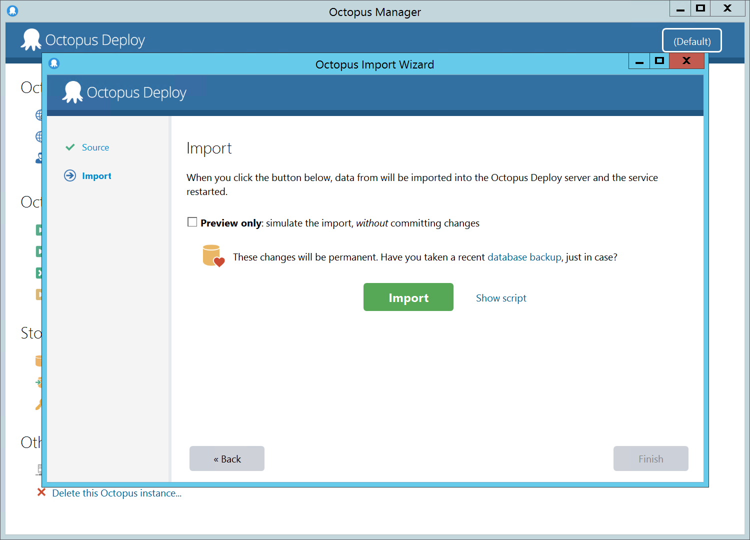 The Preview only option in the import wizard