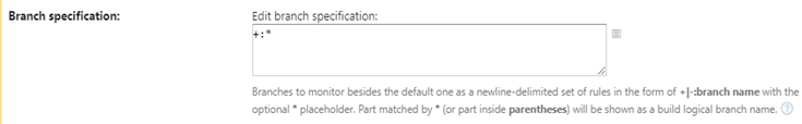 A branch specification on the TeamCity VCS configuration
