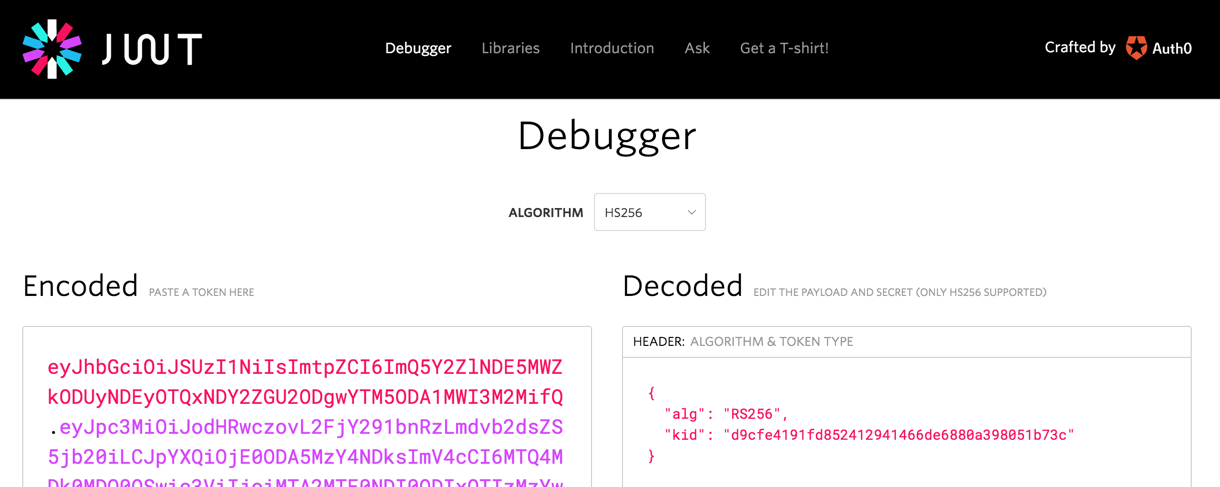 An Okta id_token decoded at jwt.io