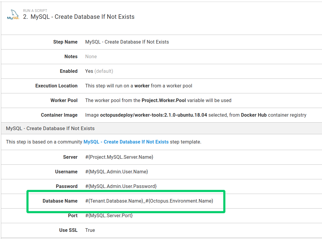 A project template variable used in a deployment step